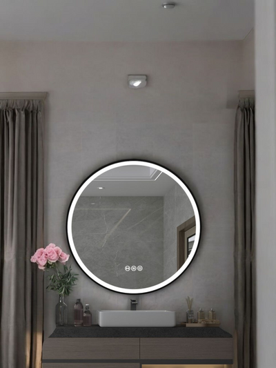 EXCLUSIVE MODEL! 700MM Premium Radar Mirror | Hands-Free Sensor • Black Frame • Demister • 5-Year Warranty
