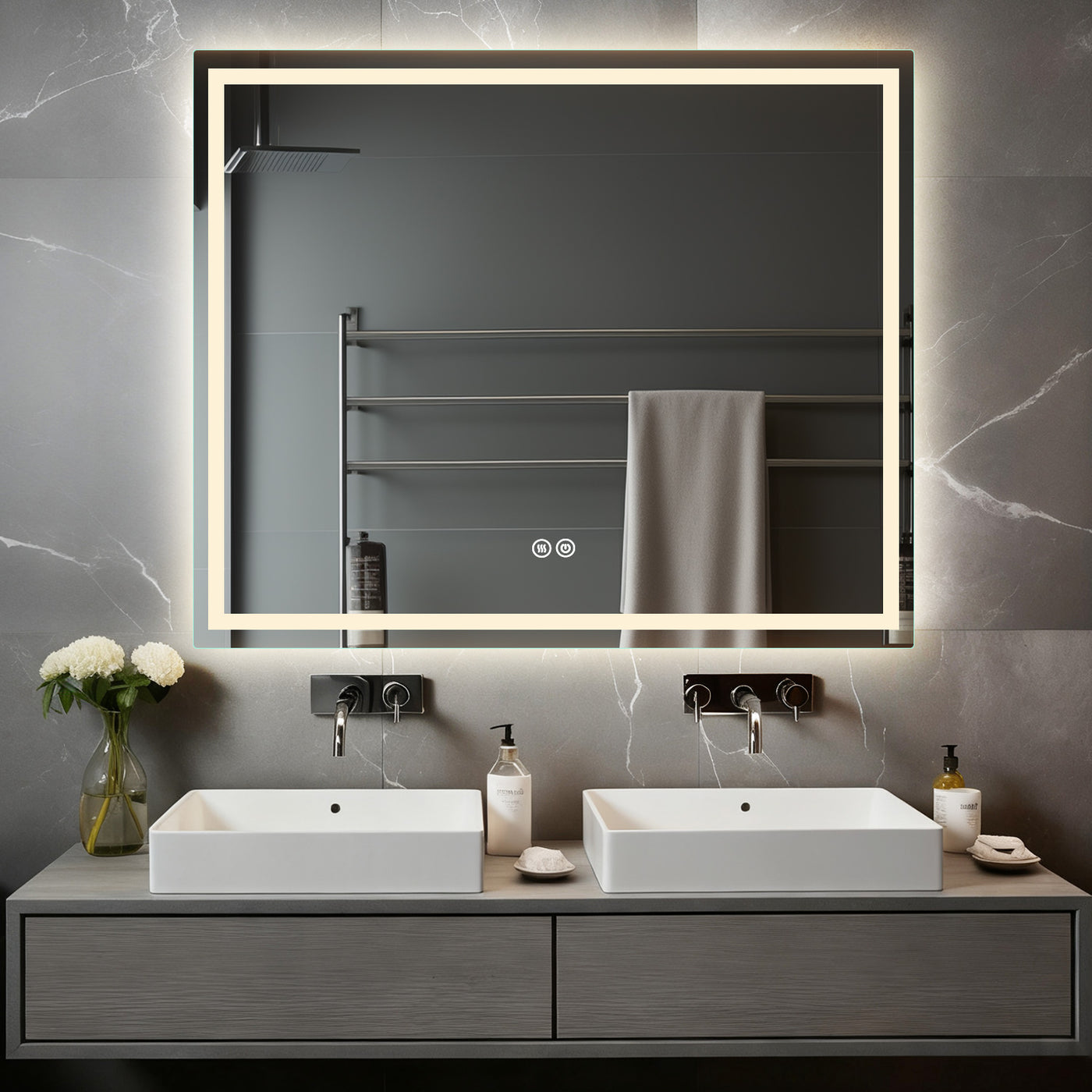Premium LED Mirror with Demister, 3 Colour Selections, Dimmable, 5-Year Warranty