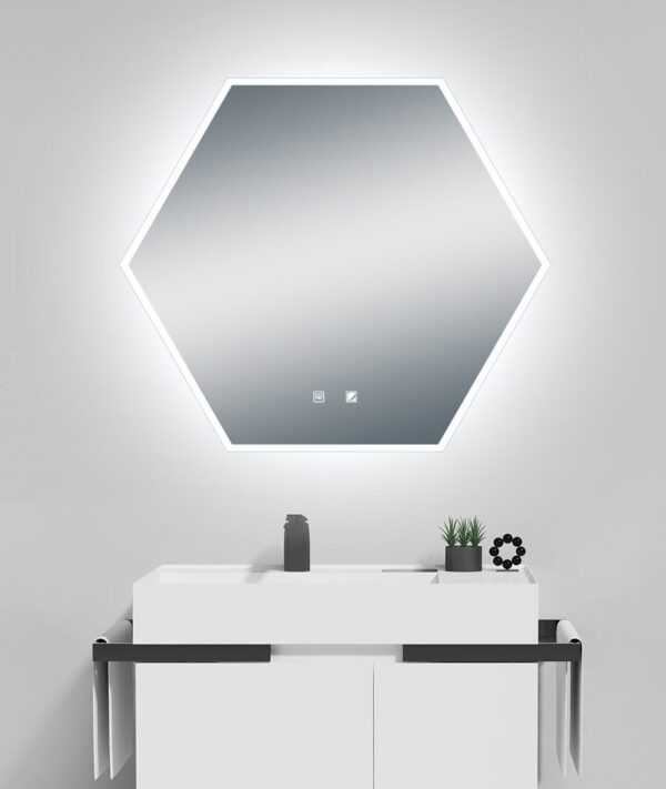 Ultimate LED Mirror Hexagon with a Demister and Two Brightness Levels