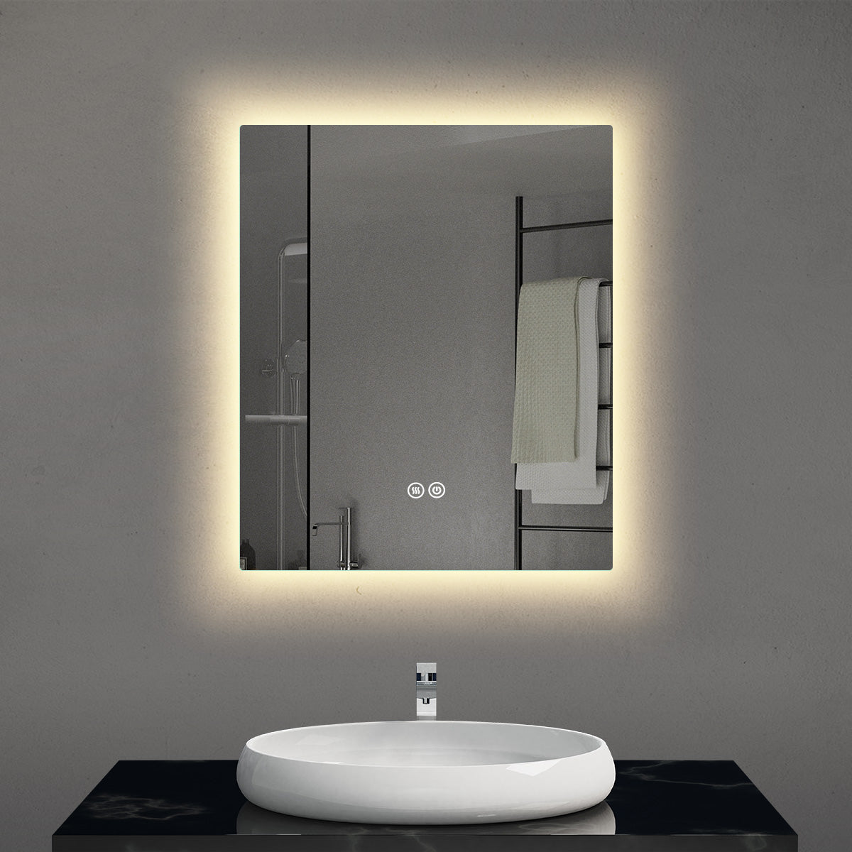 Backlit LED Mirror with a Demister, Three Colour Selections, And A Convenient Dimmer ( rounded corners )