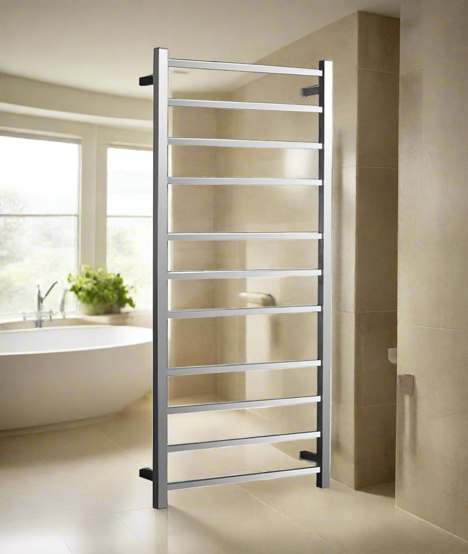 11 Flat Bars Heated Towel Rail – 3-Year Warranty | Mirror World