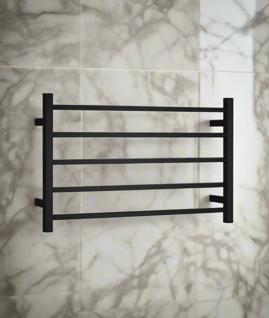 Luxury 5-Bar Square Heated Towel Rail – Mirror World Warranty 3 Years