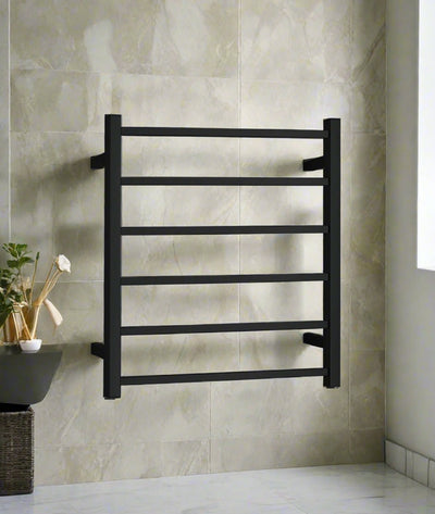 Luxury 6-Bar Square Heated Towel Rail – IP55 Rated | 3-Year Warranty