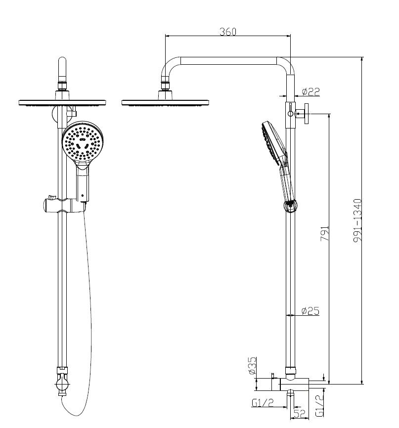 Premium Rain Shower System with Handheld Sprayer – WaterMark Certified | 7-Year Warranty