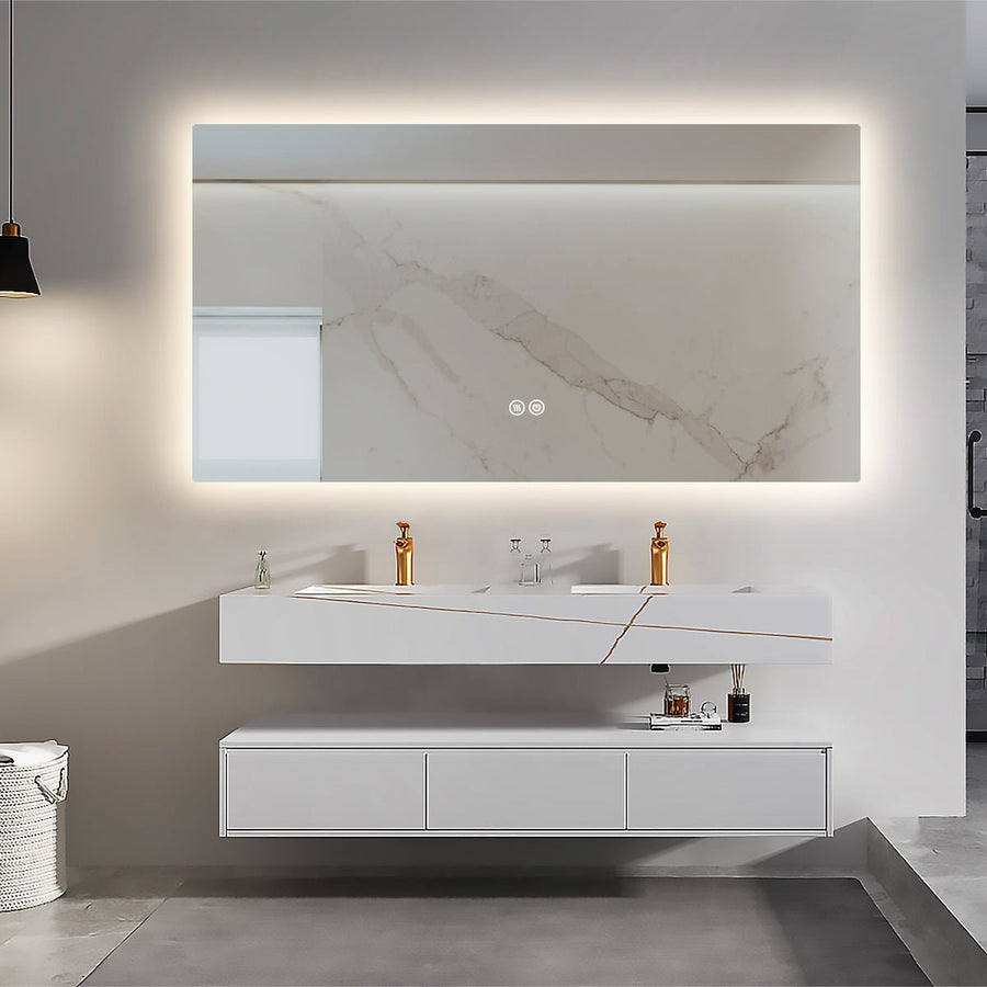 Premium Backlit LED Mirror with Demister, 3 Colour Selections, Dimmable, 5-Year Warranty.