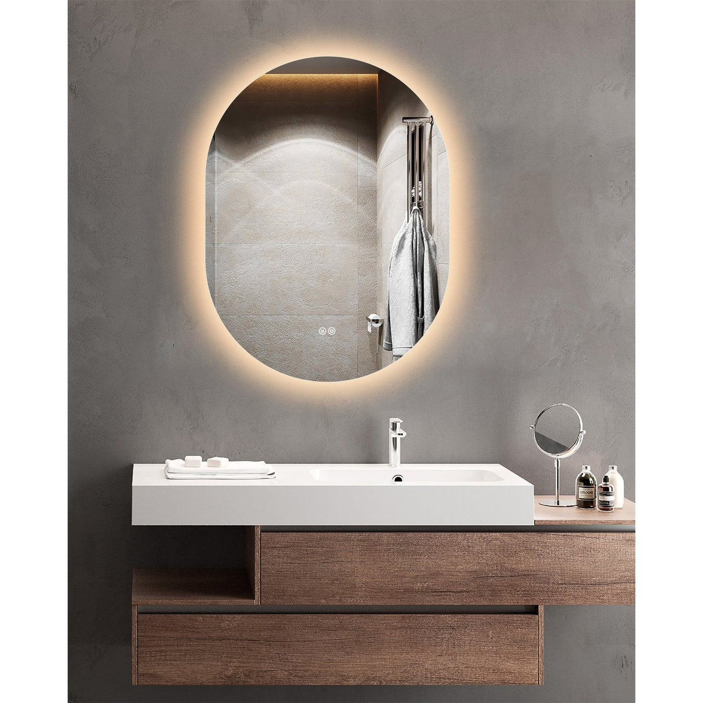 Backlit Oval LED Mirror with a Demister