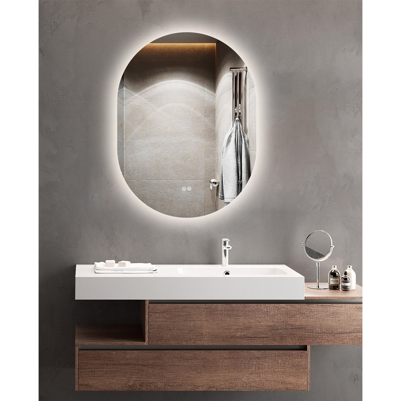 Backlit Oval LED Mirror with a Demister