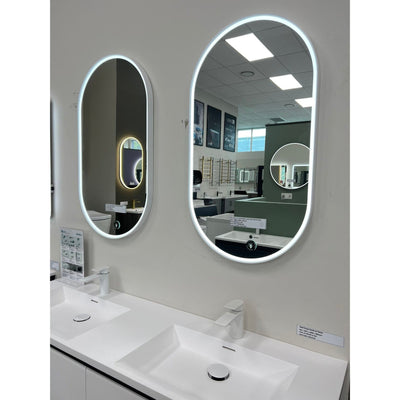 Framed Oval LED Mirror with a Demister and Two Brightness Levels - Mirror World