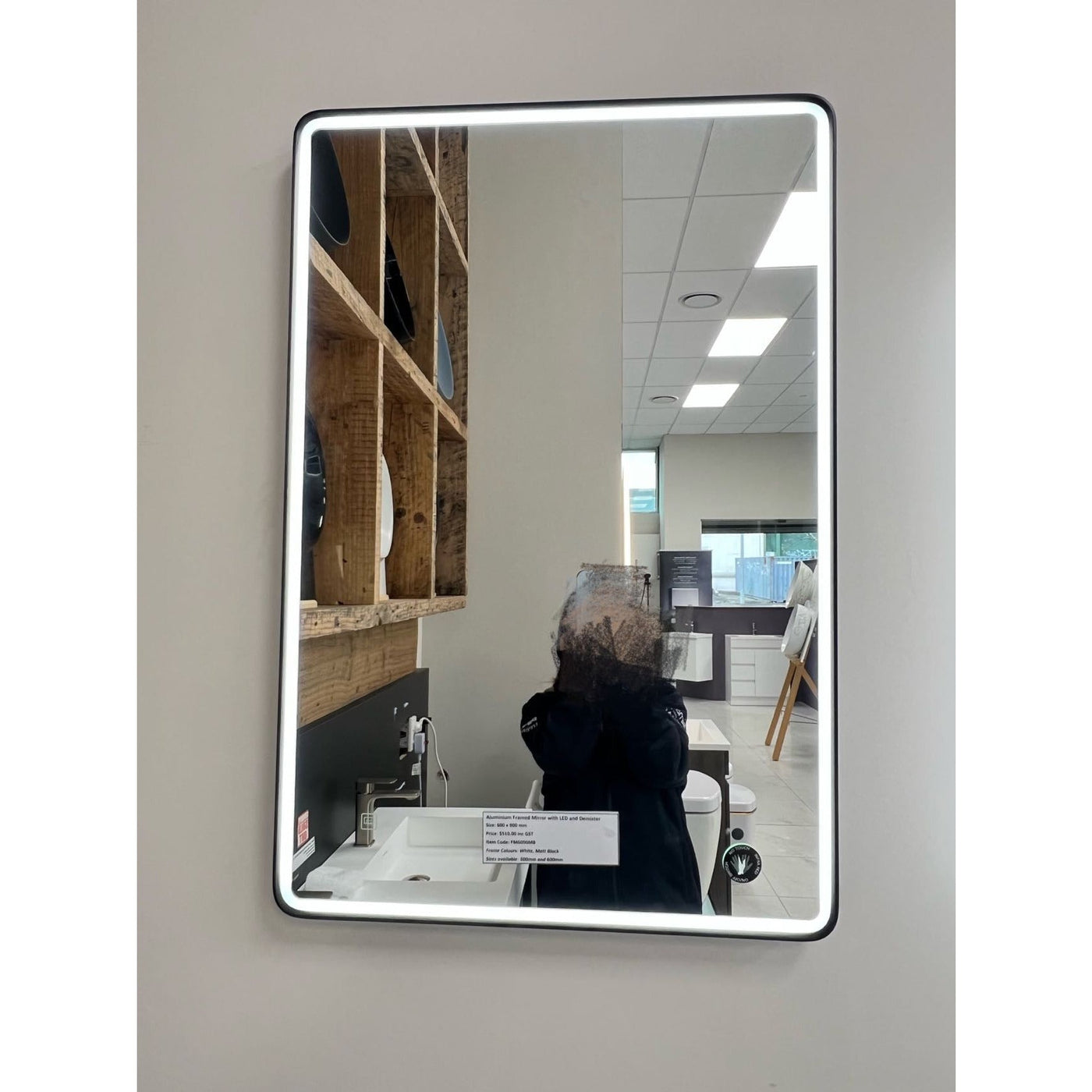 Framed Rectangle LED Mirror with a Demister and Two Brightness Levels - 600mm x 900mm - Mirror World