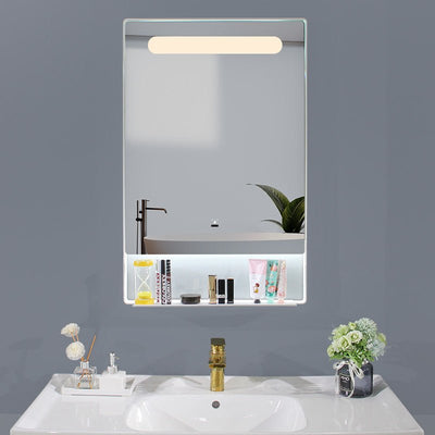 Luxury LED Mirror with White Shelf, Hand Sensor, Demister, Three Brightness Levels, And A Convenient Dimmer - Mirror World