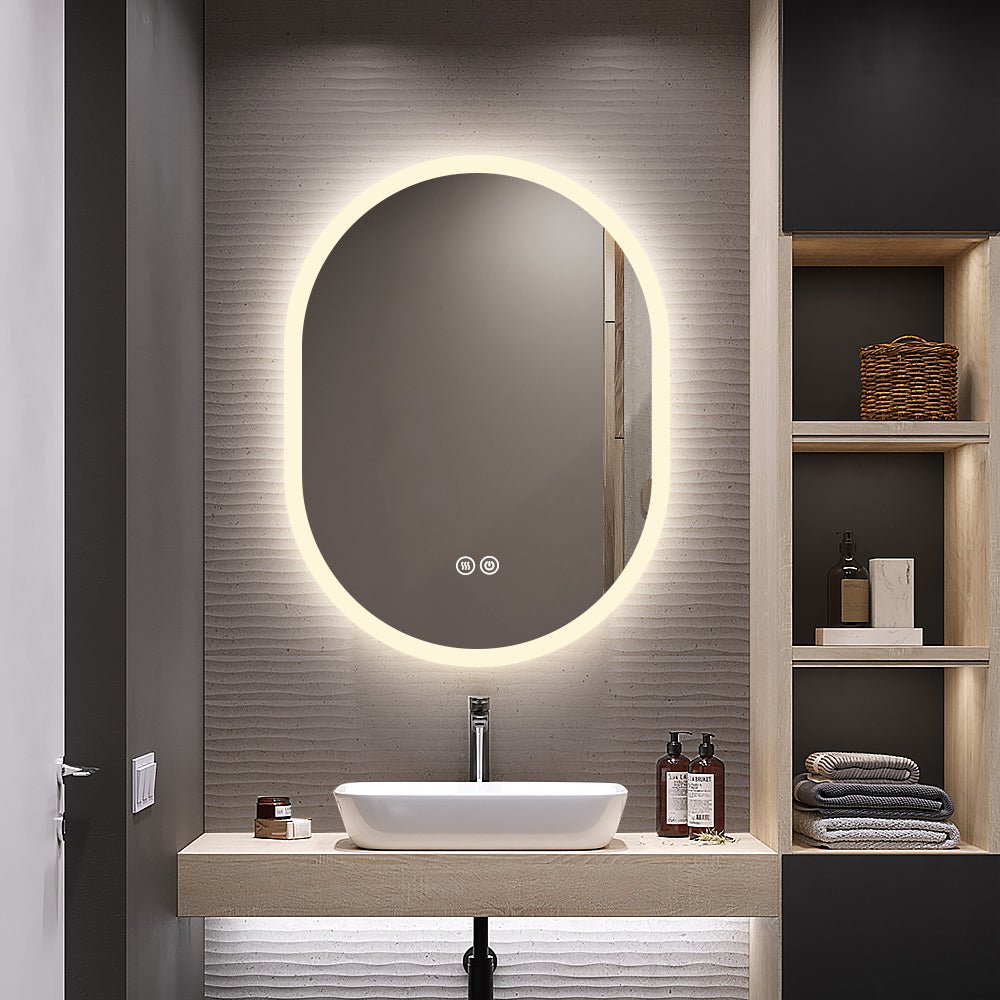 Premium Oval LED Mirror with Demister, 3 Colour Selections, Dimmable, 5-Year Warranty