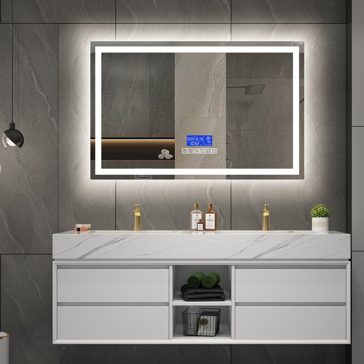 EXCLUSIVE SMART SERIES! Smart LED Mirror | Bluetooth • Temp • Time • D ...